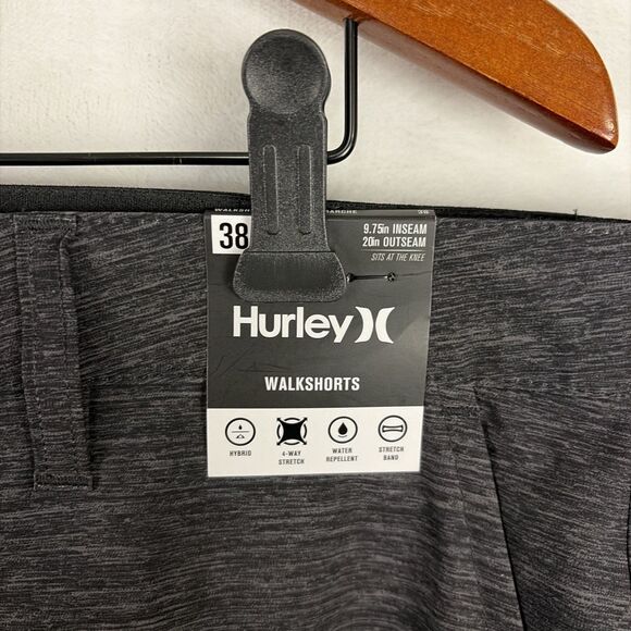 Hurley Hybrid Walk Shorts Mens 38 Essential Heather Black 4-Way Stretch NWT - Picture 3 of 7